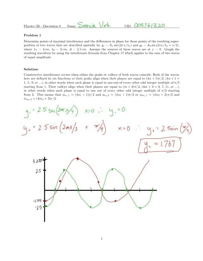Superposition of Waves Exam - Maximal Interference and Phase Differences