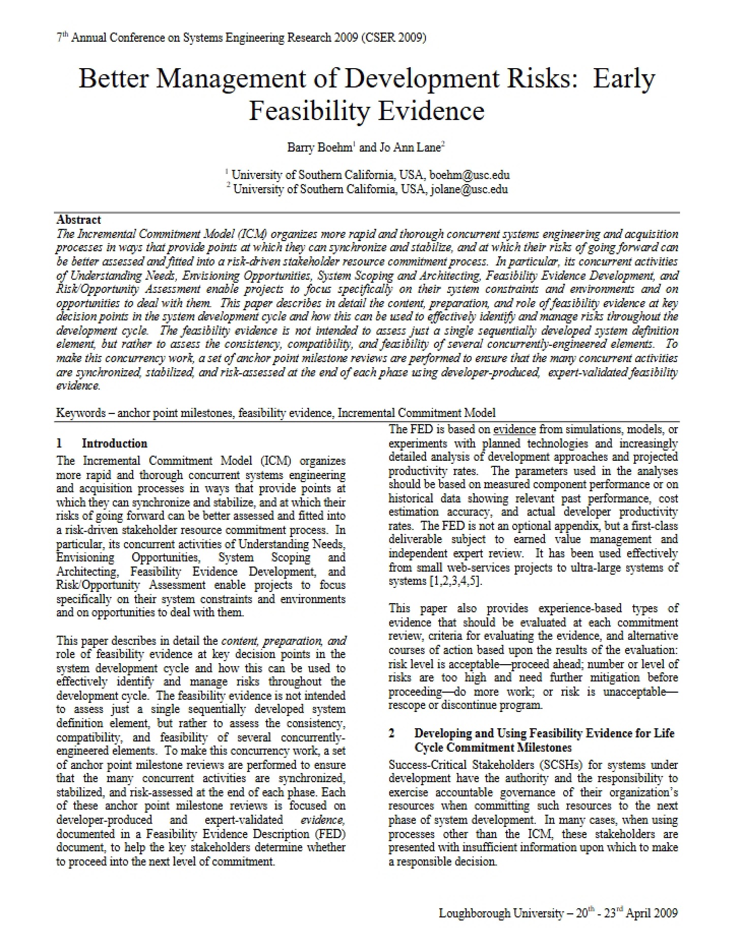 USC CSSE Report 2009-501