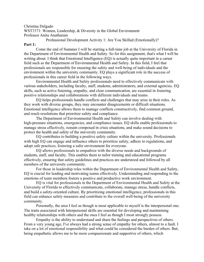 Professional Development Activity 1 (WST3371)