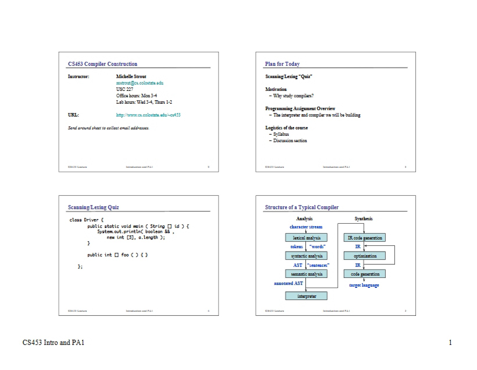 Compiler Construction Overview