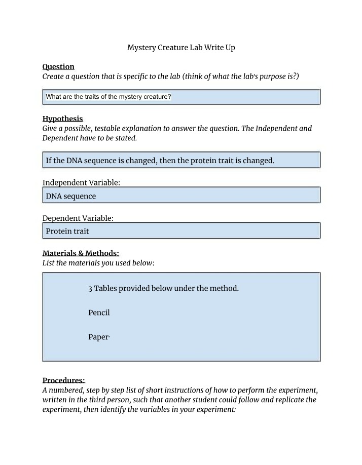 Mystery Creature Lab Write Up Final