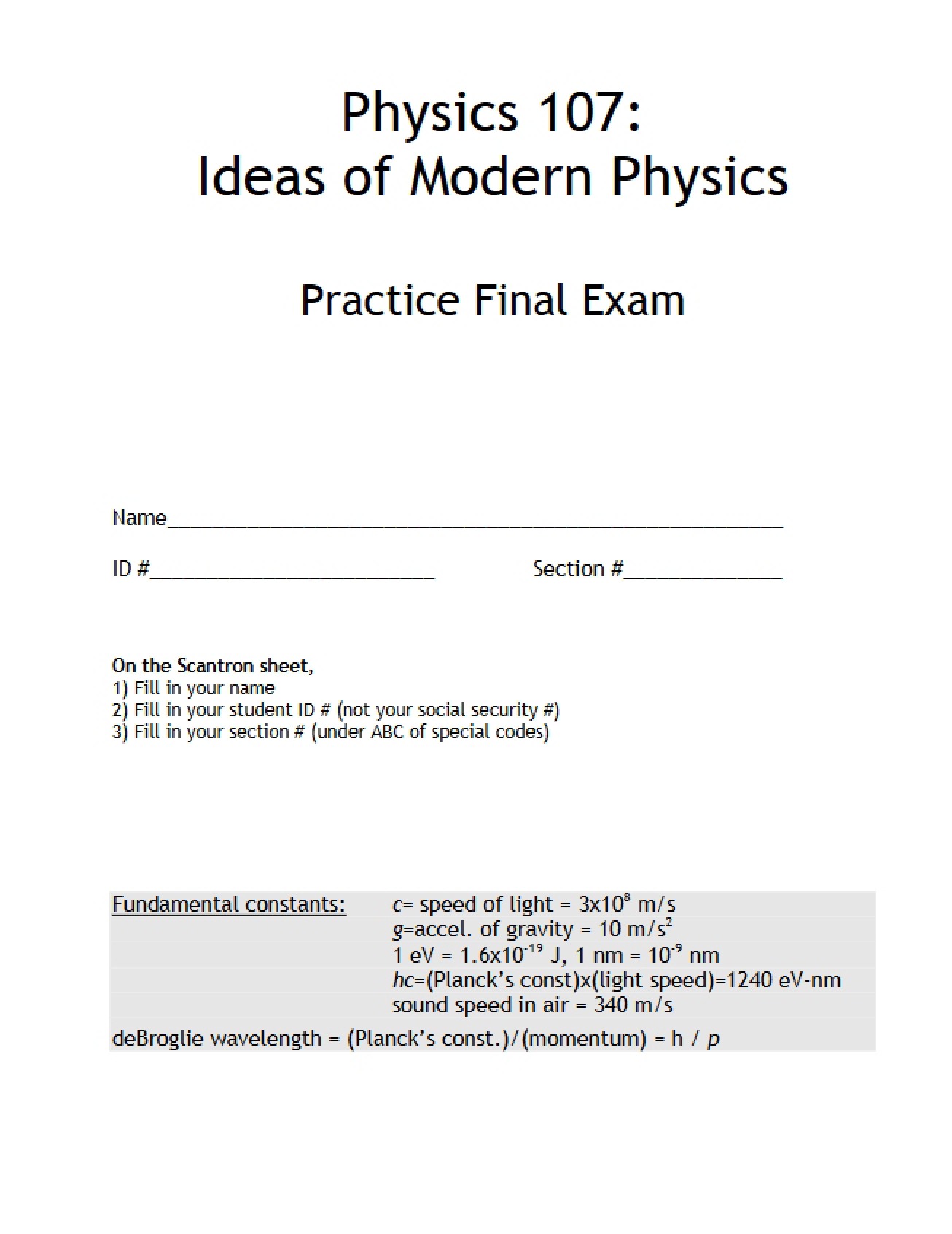 Second Practice Exam