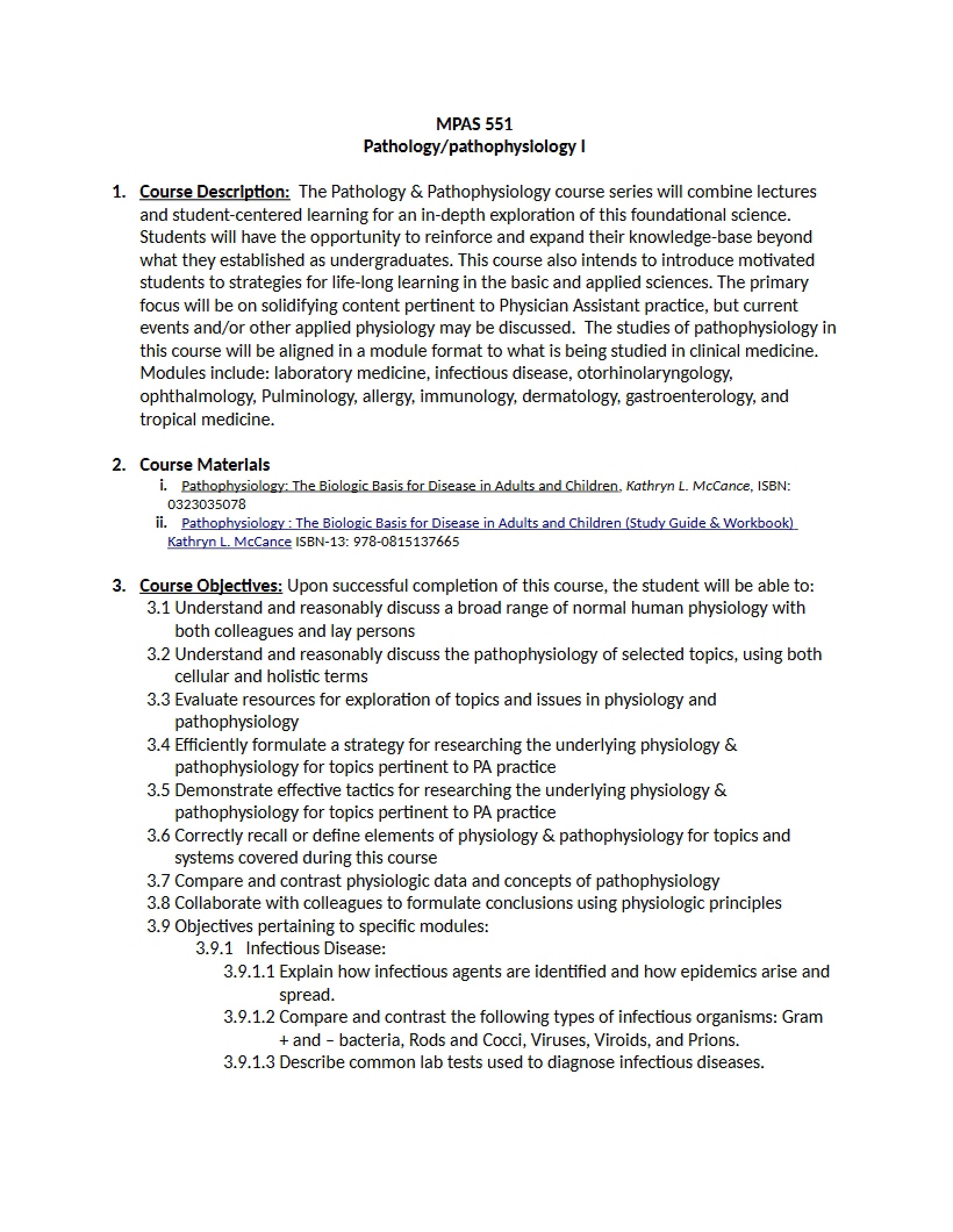 Pathology Syllabus