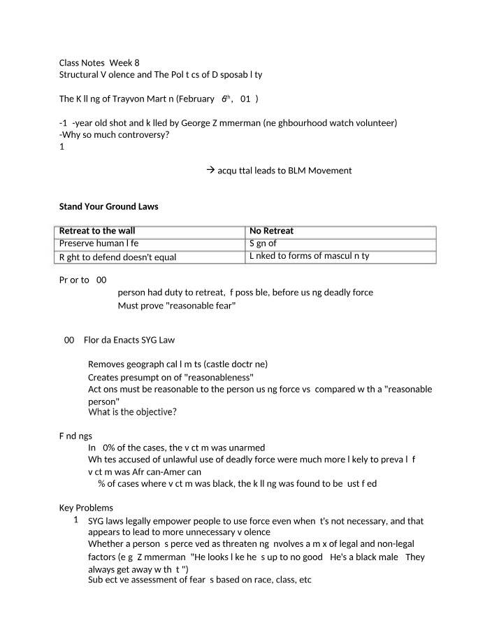 Week 8 Class Notes