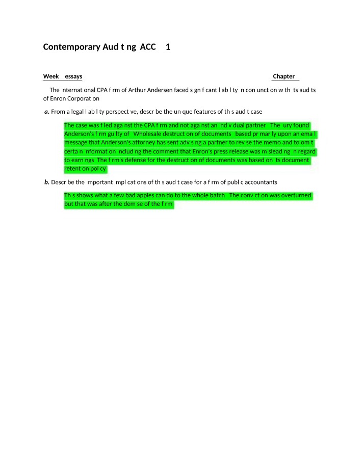 Week 2-3 Essays - ACCT491