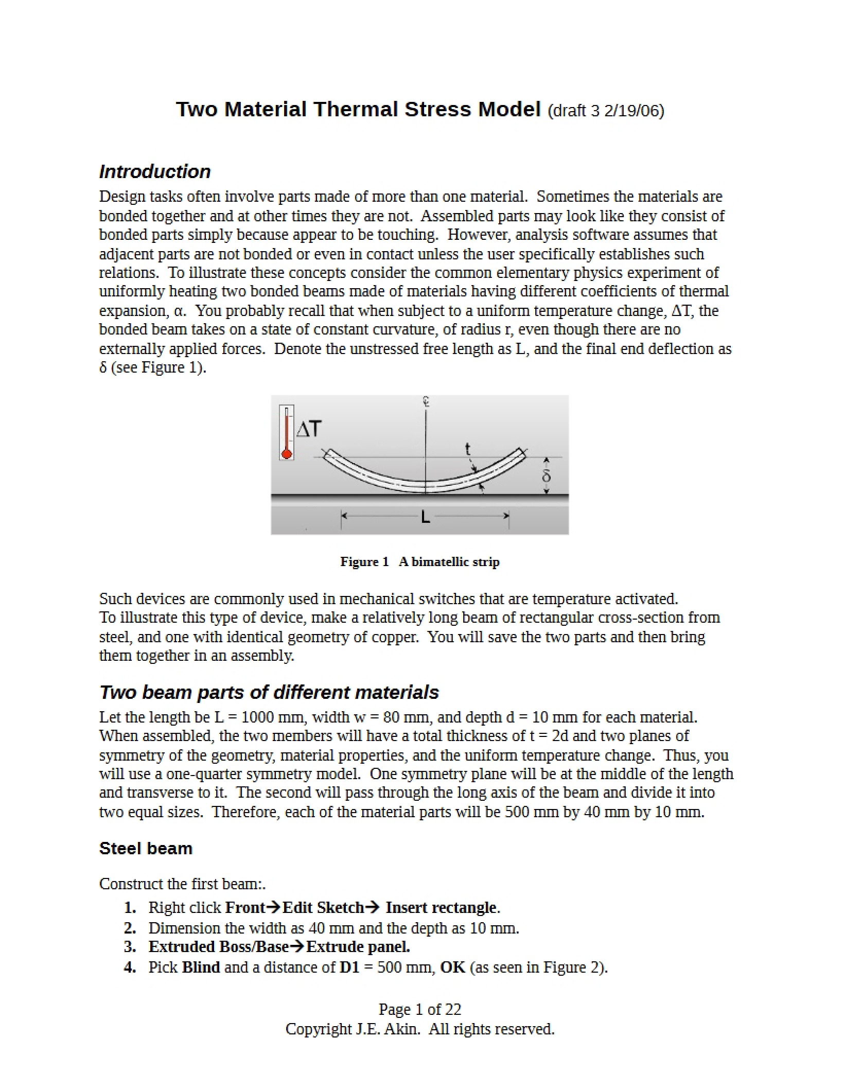 Thermal Stress Model for Two Materials