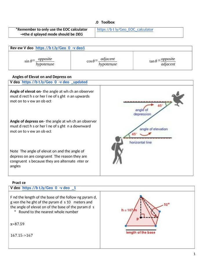 Angles of Elevation and Depression - Geometry Explained