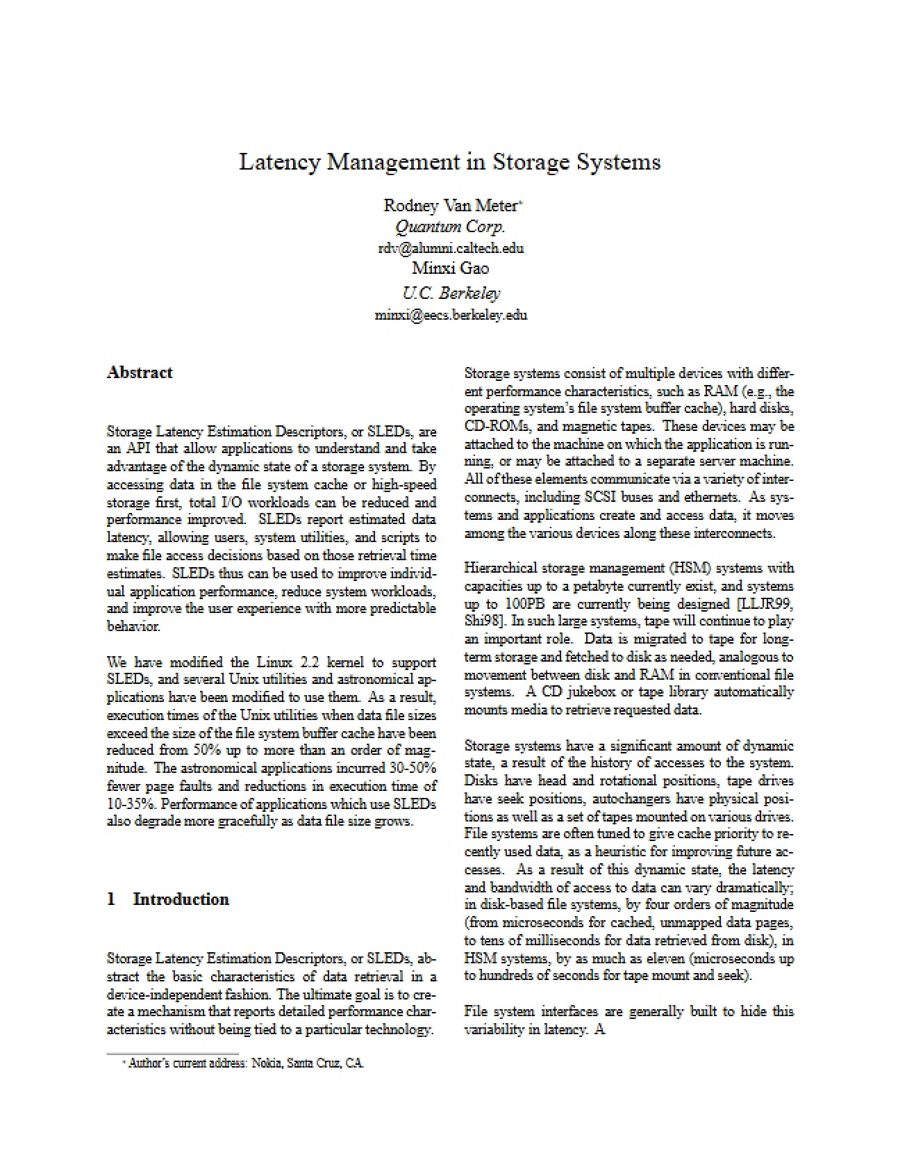 Storage Systems Latency Management