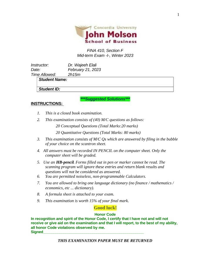 Winter 2023 Mid-term Exam I