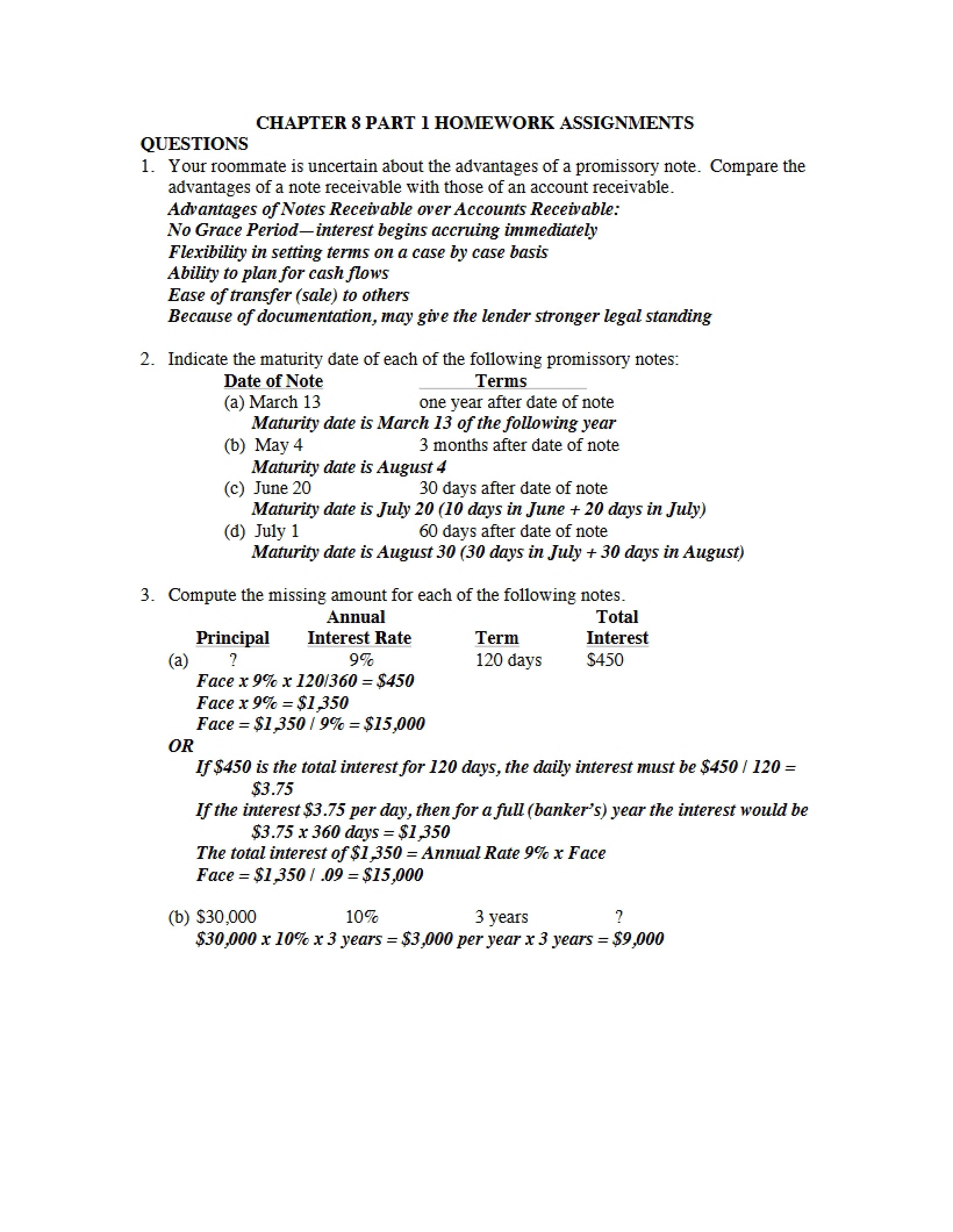 Solutions for Homework (Chapter Eight, Part One)