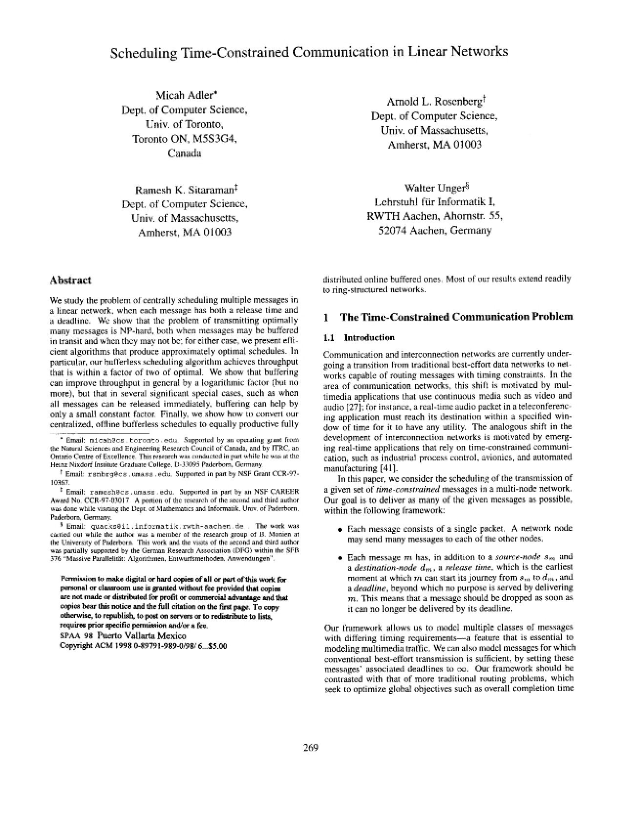 Linear Network Scheduling Time-Constrained Communication