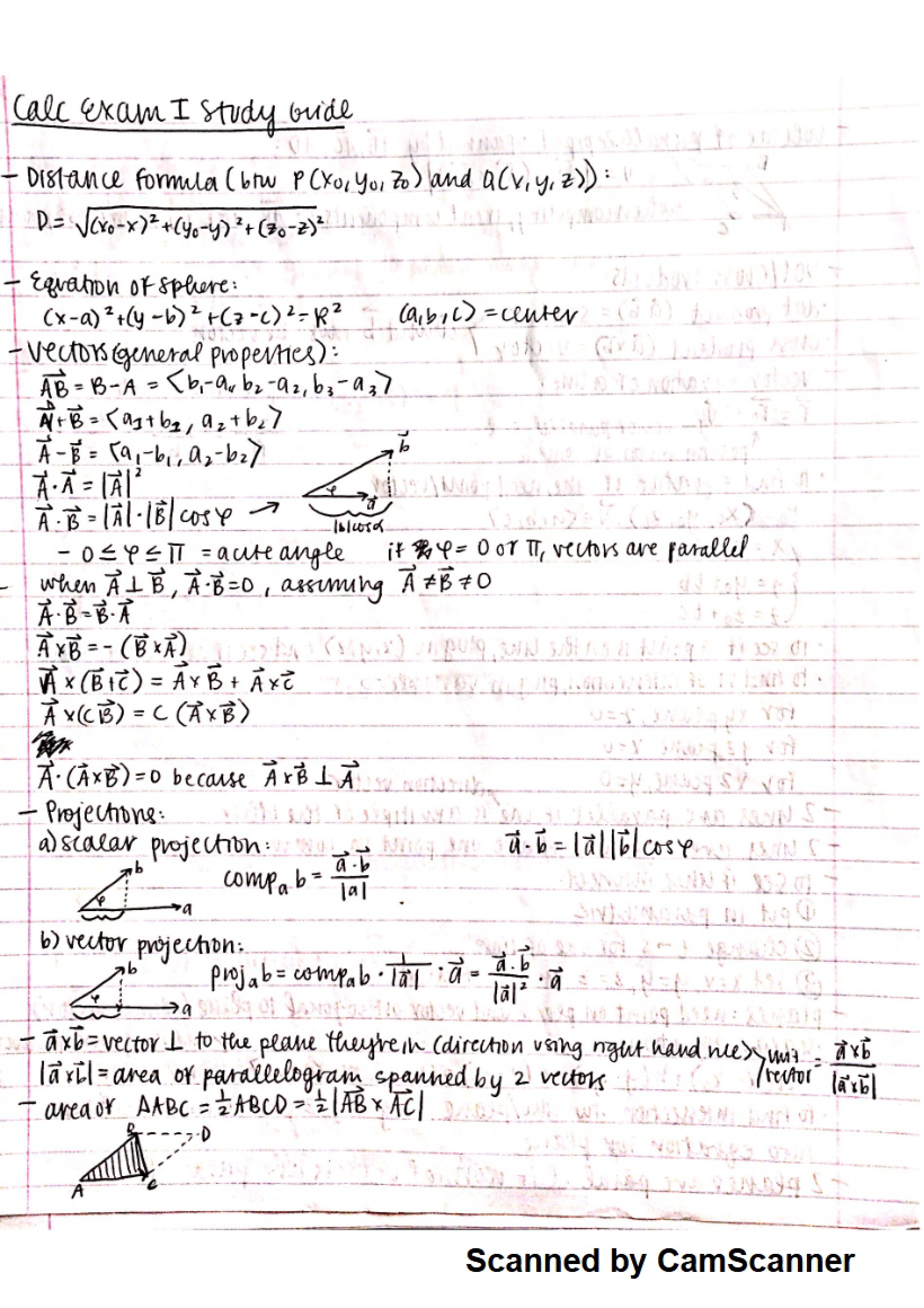 Study Guide for Calculus III Exam 1