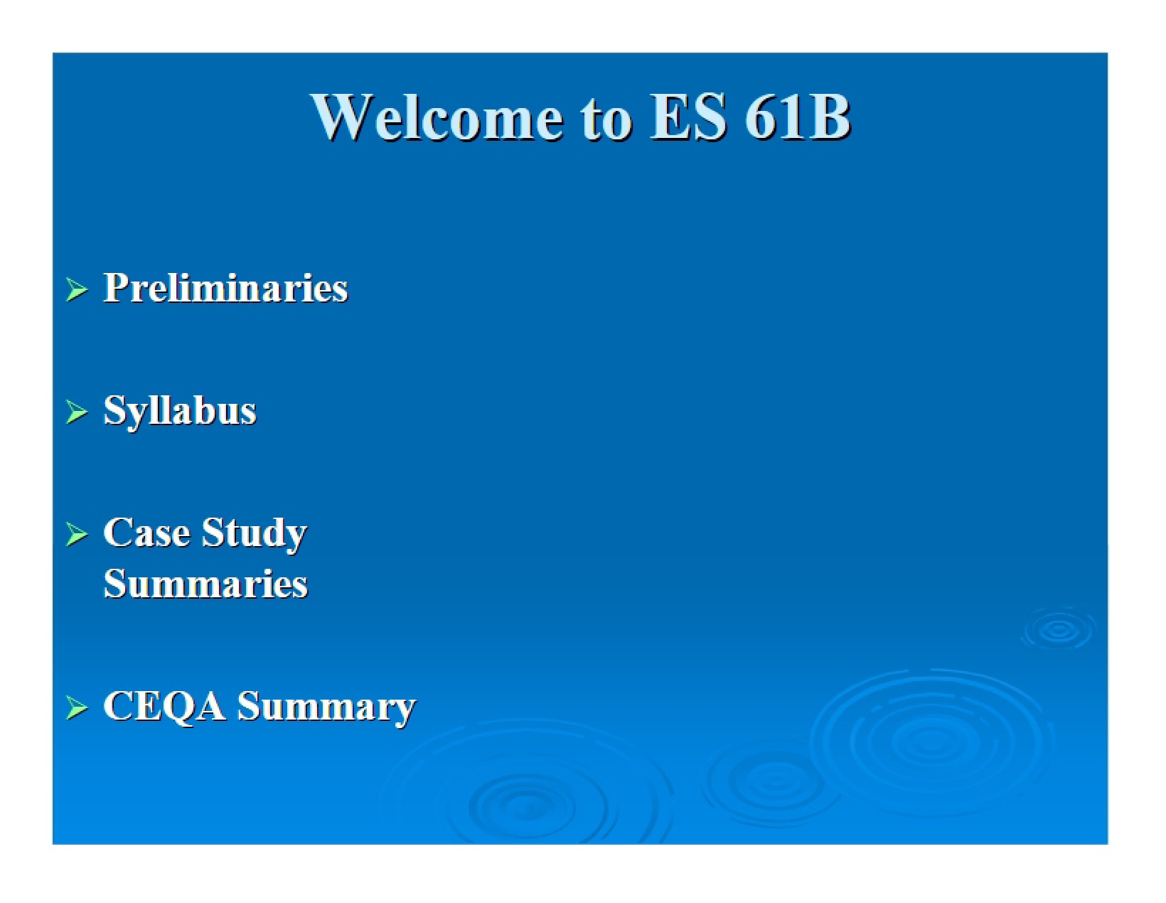 Case Study Summaries and Syllabus Preliminaries