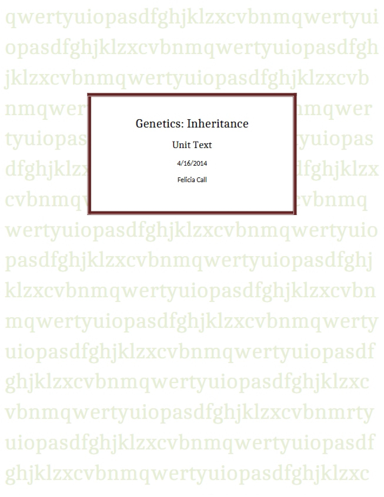 Inheritance Genetics