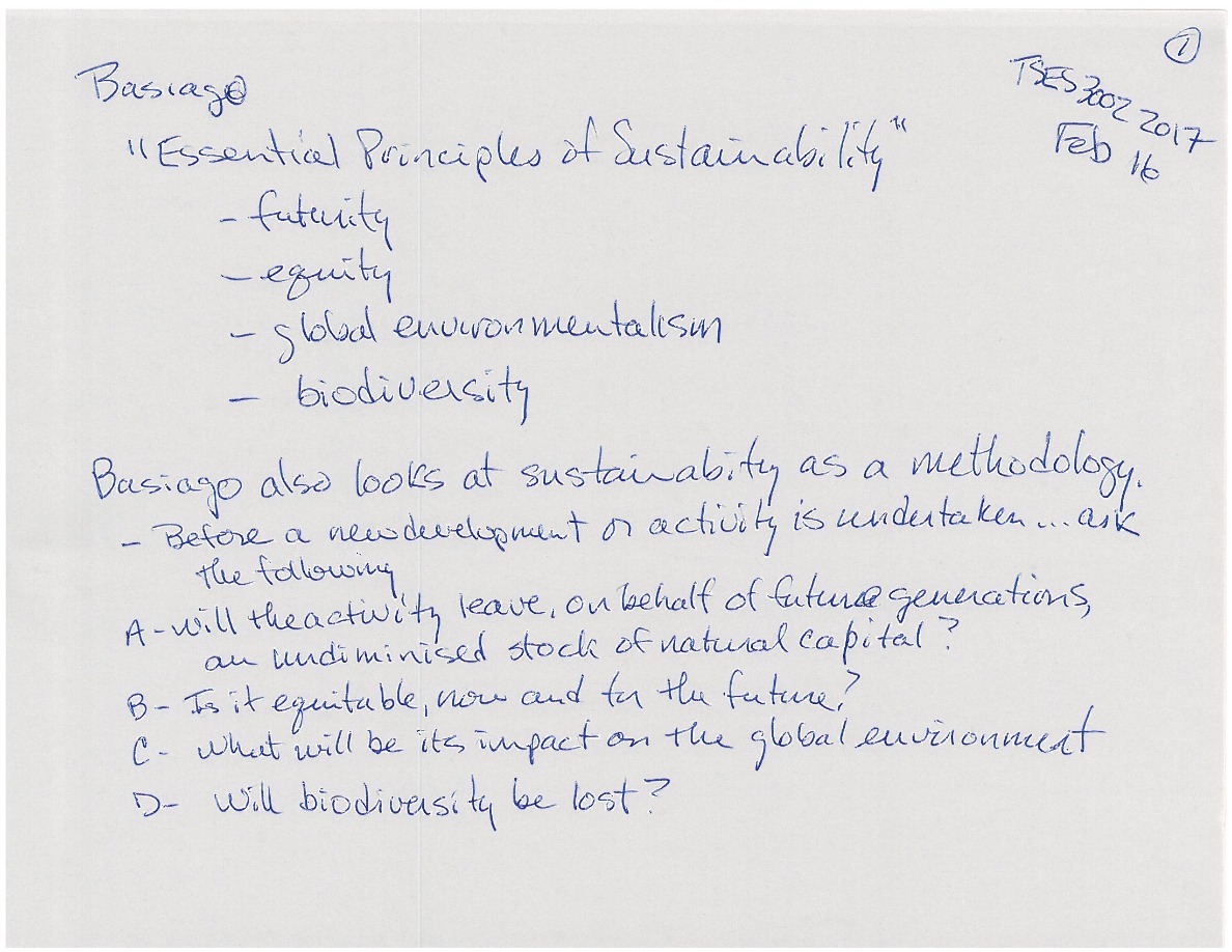 Sustainability Notes for TSES3002