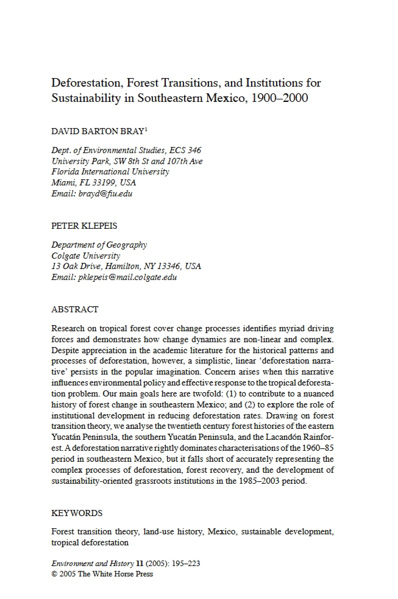 Deforestation and Sustainability in SE Mexico