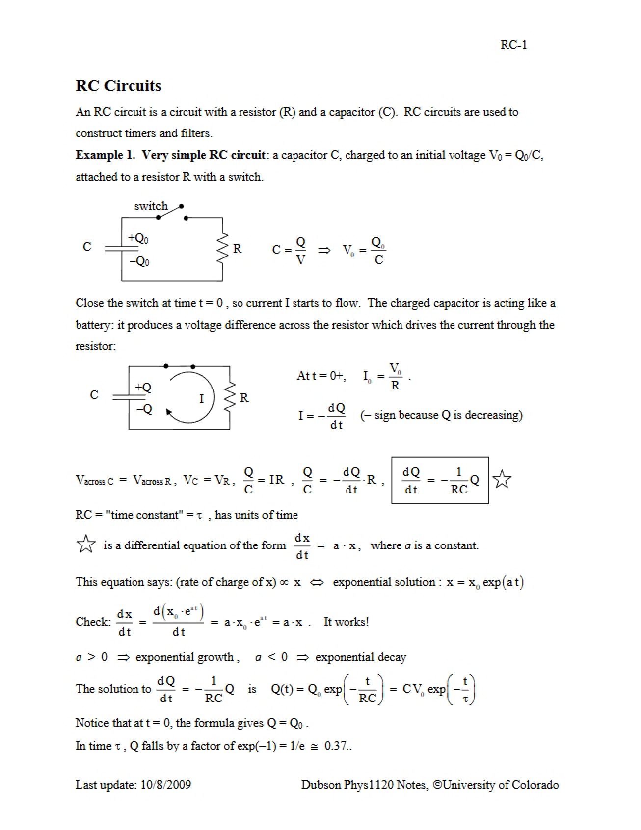 Third Look at RC Circuits