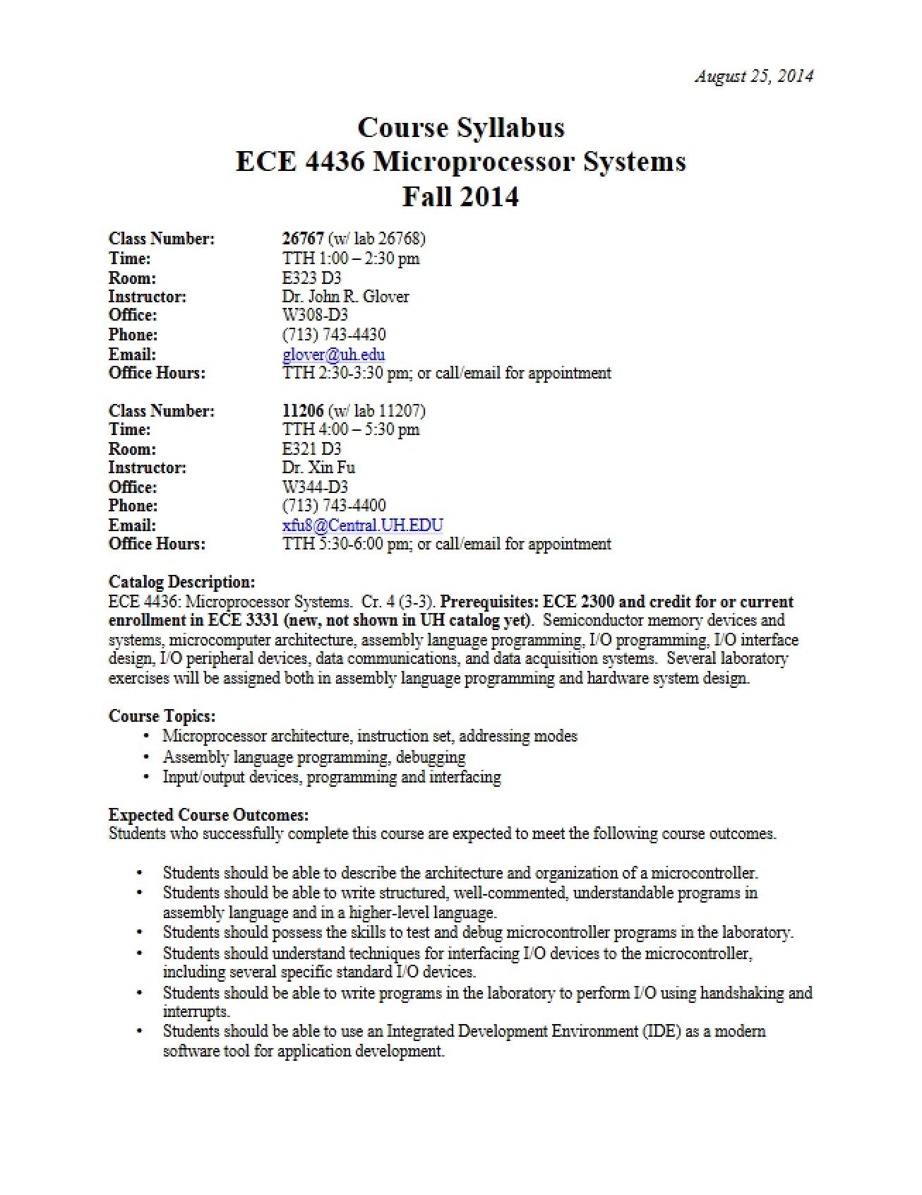Microprocessor Systems Syllabus