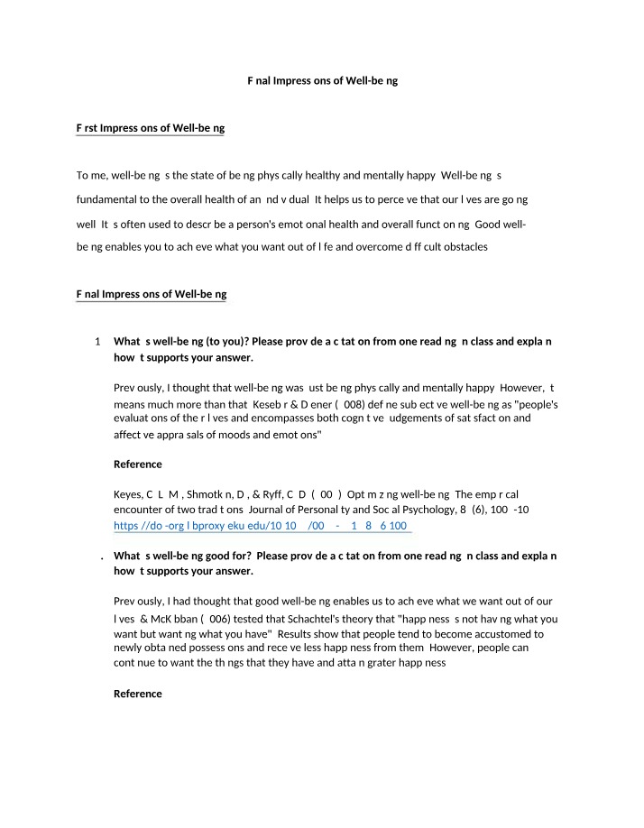 Impact of Well-being on Physical Health