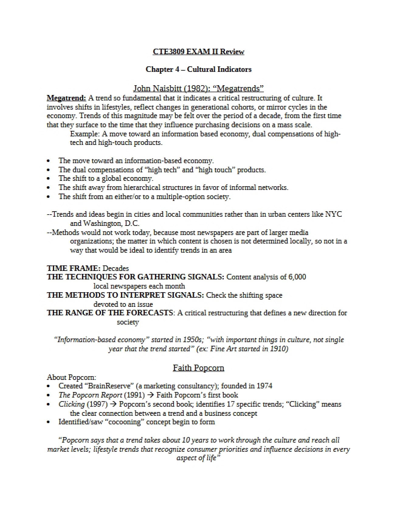 Using Cultural Indicators in Forecasting