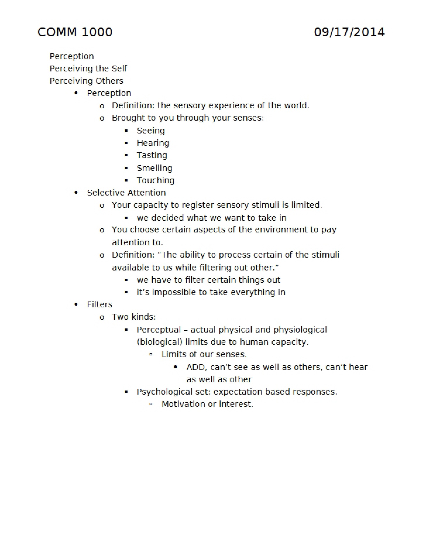 Process of Perception