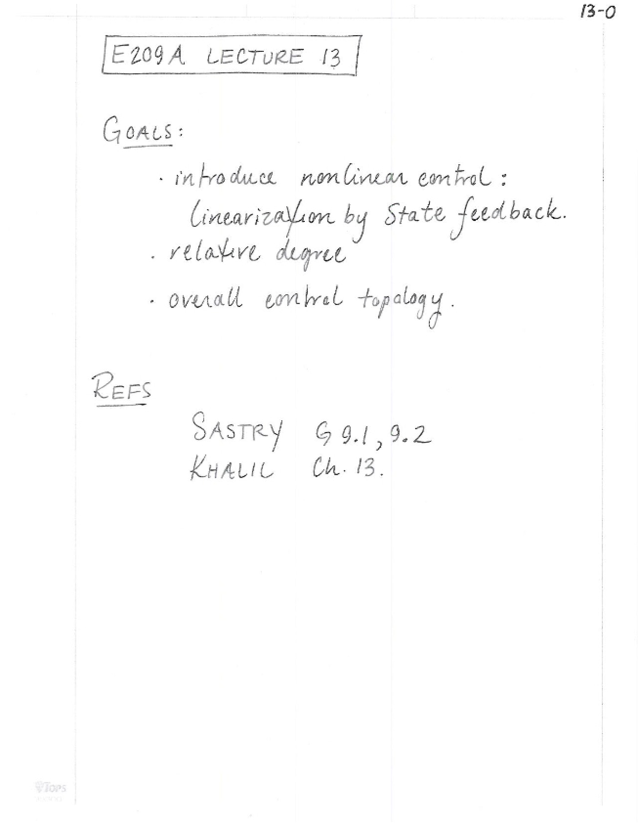 Analysis and Control of Nonlinear Systems Lecture Materials