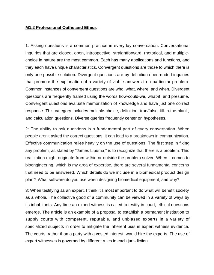 Professional Oaths and Ethics - Module 1.2