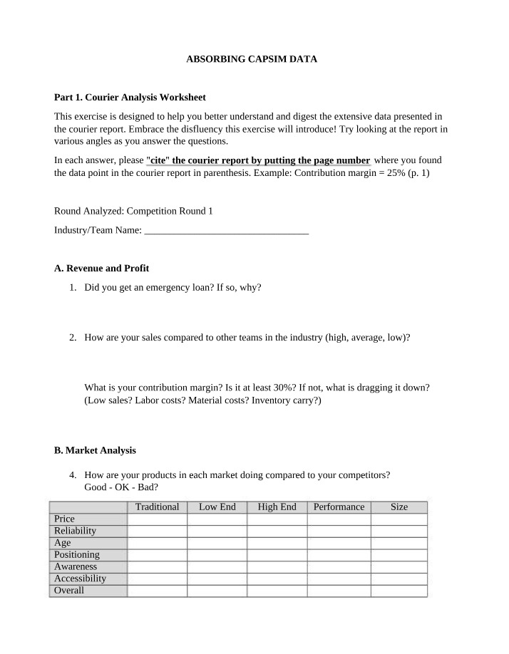 Strategic Data Analysis in Capsim