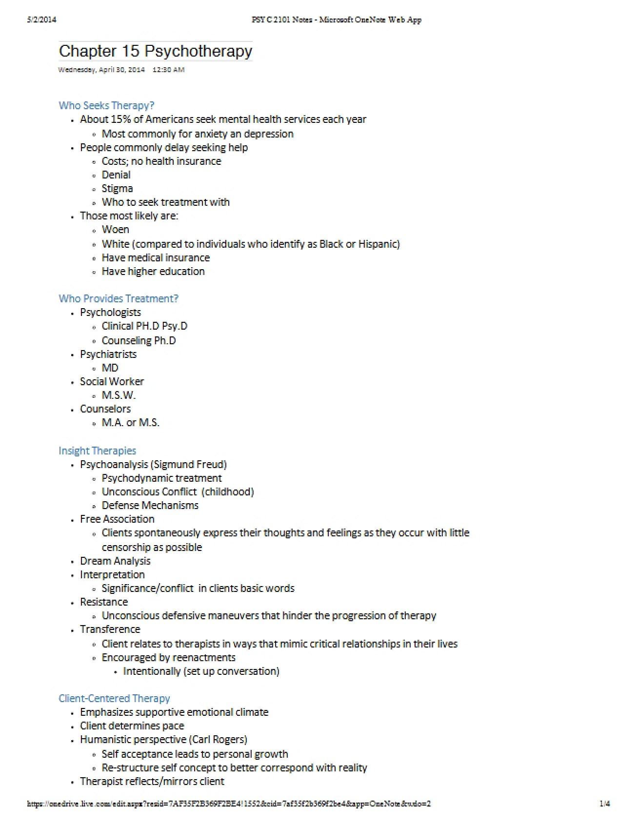 Psychotherapy (Chapter Fifteen)