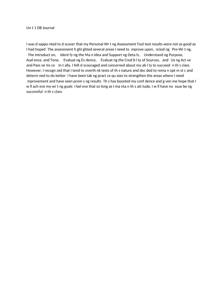 Unit 1 Discussion Board Journal
