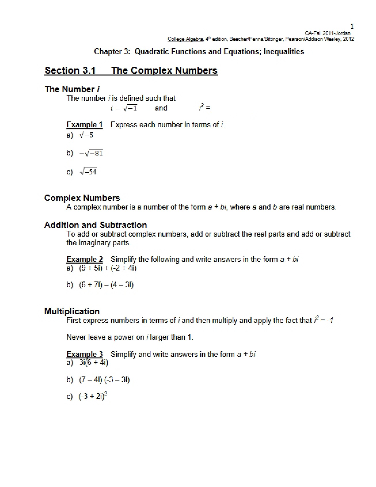 Numbers, Complex