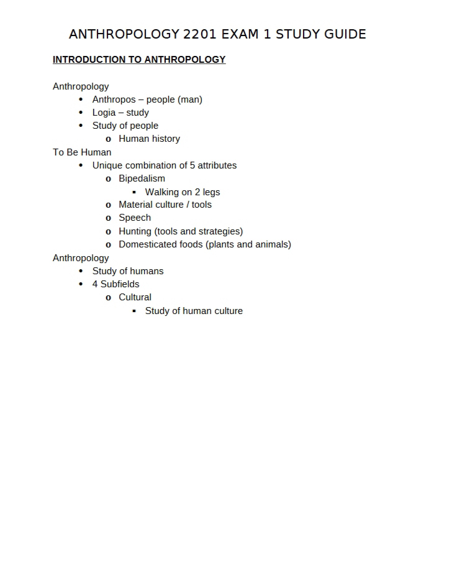 Exam 1 Study Aid
