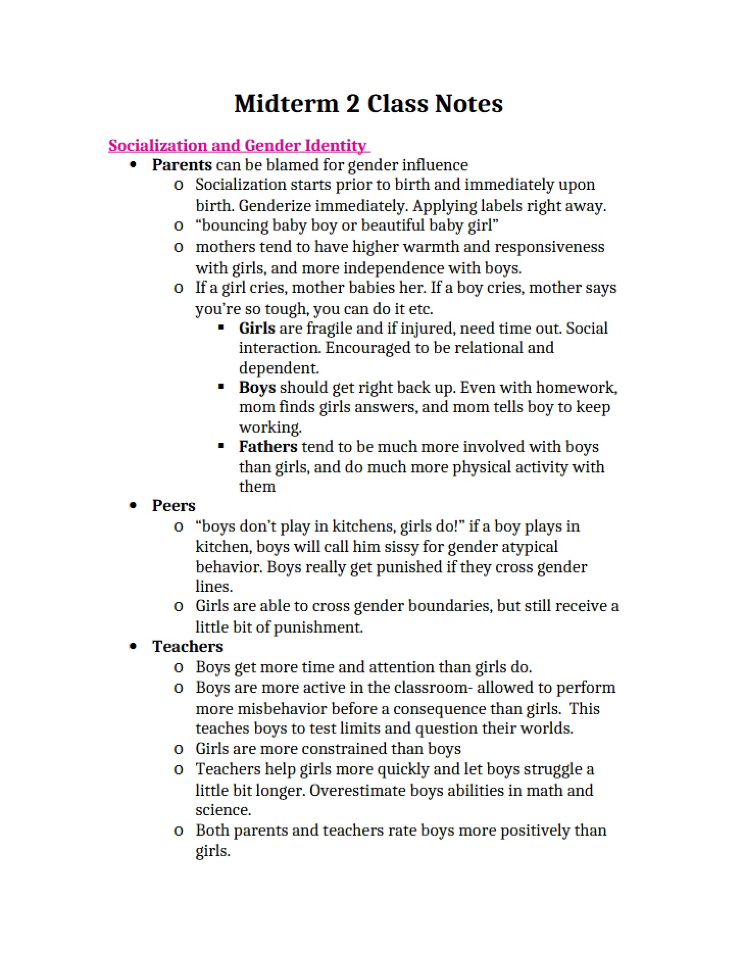 Class Notes for Midterm 2