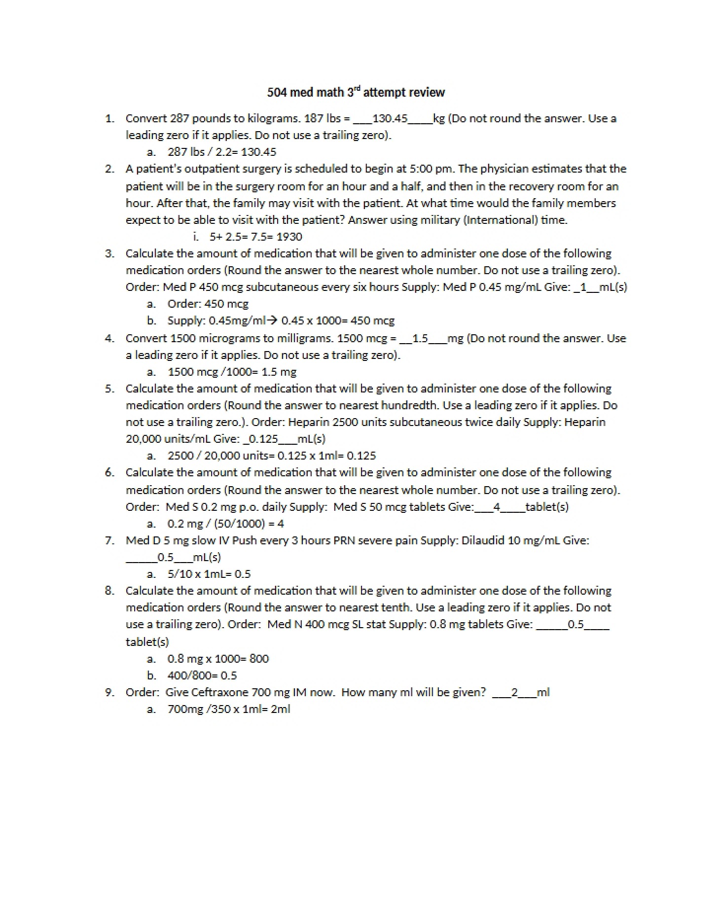 Review of Third Attempt at Med Math