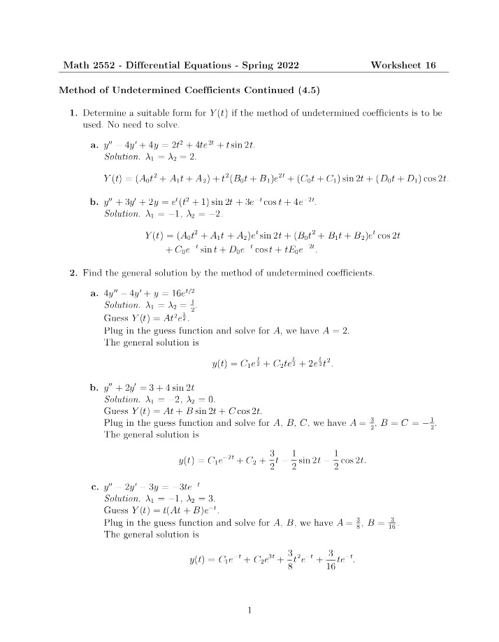 Worksheet 16 Solutions