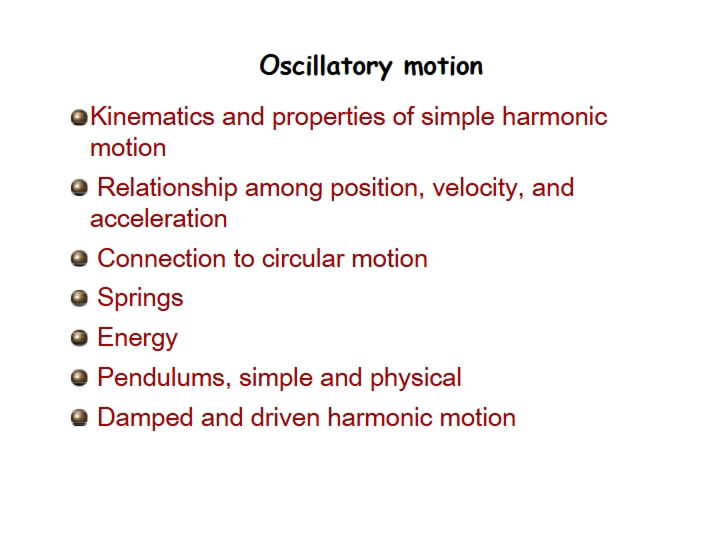 Motion of Oscillation