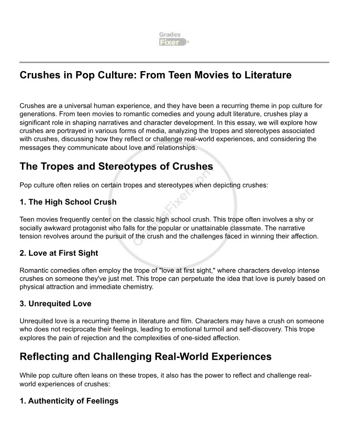 Crushes in Pop Culture - Teen Movies to Literature