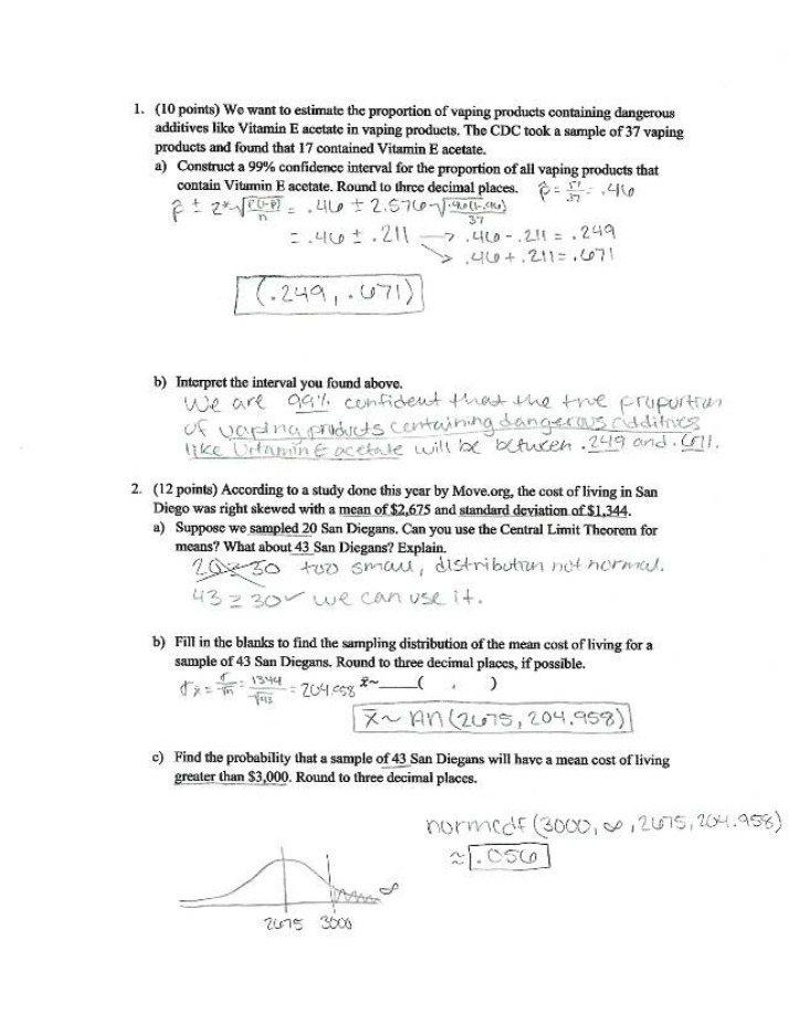 MATH119 Exam 3