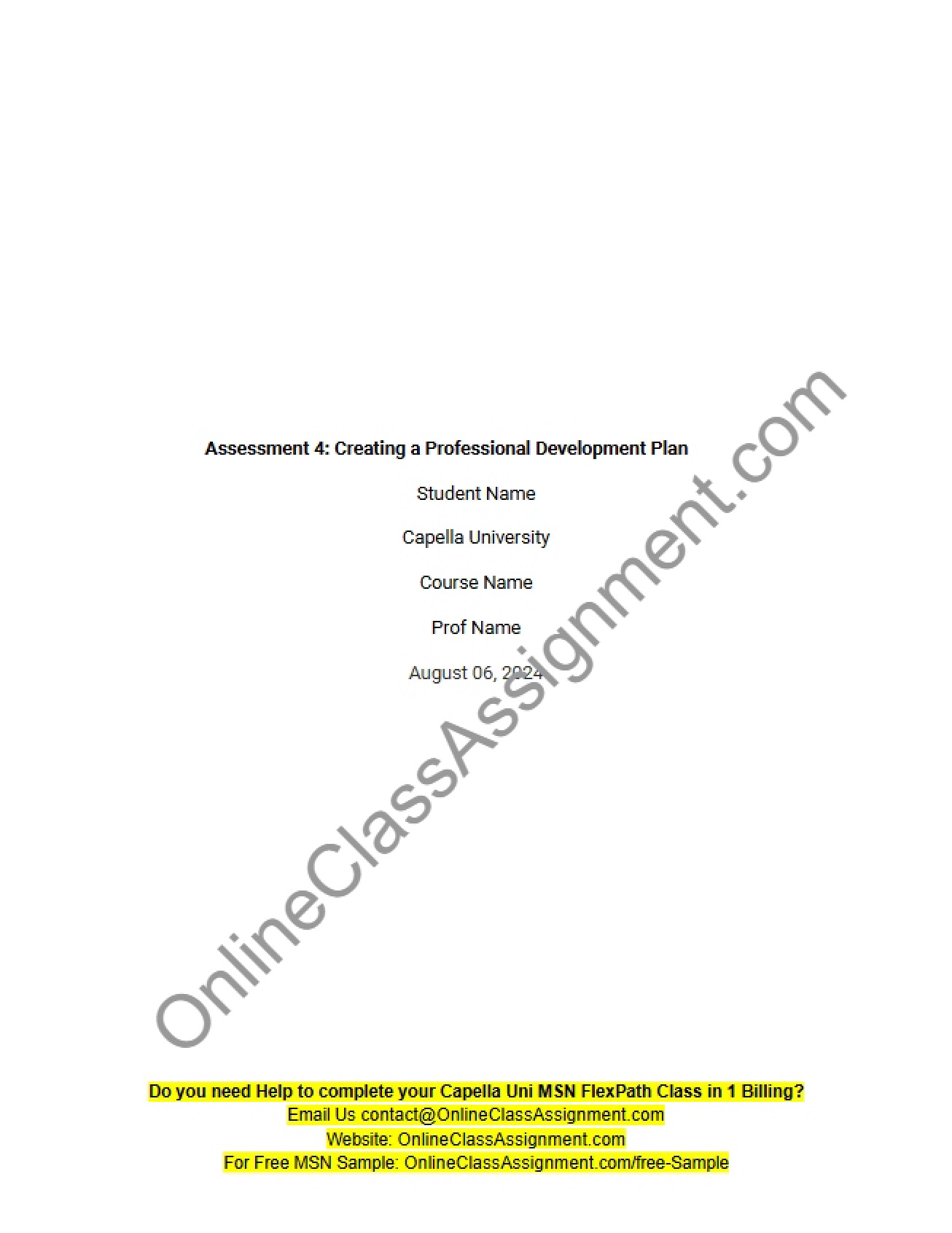 Developing a Professional Development Plan for Assessment 4