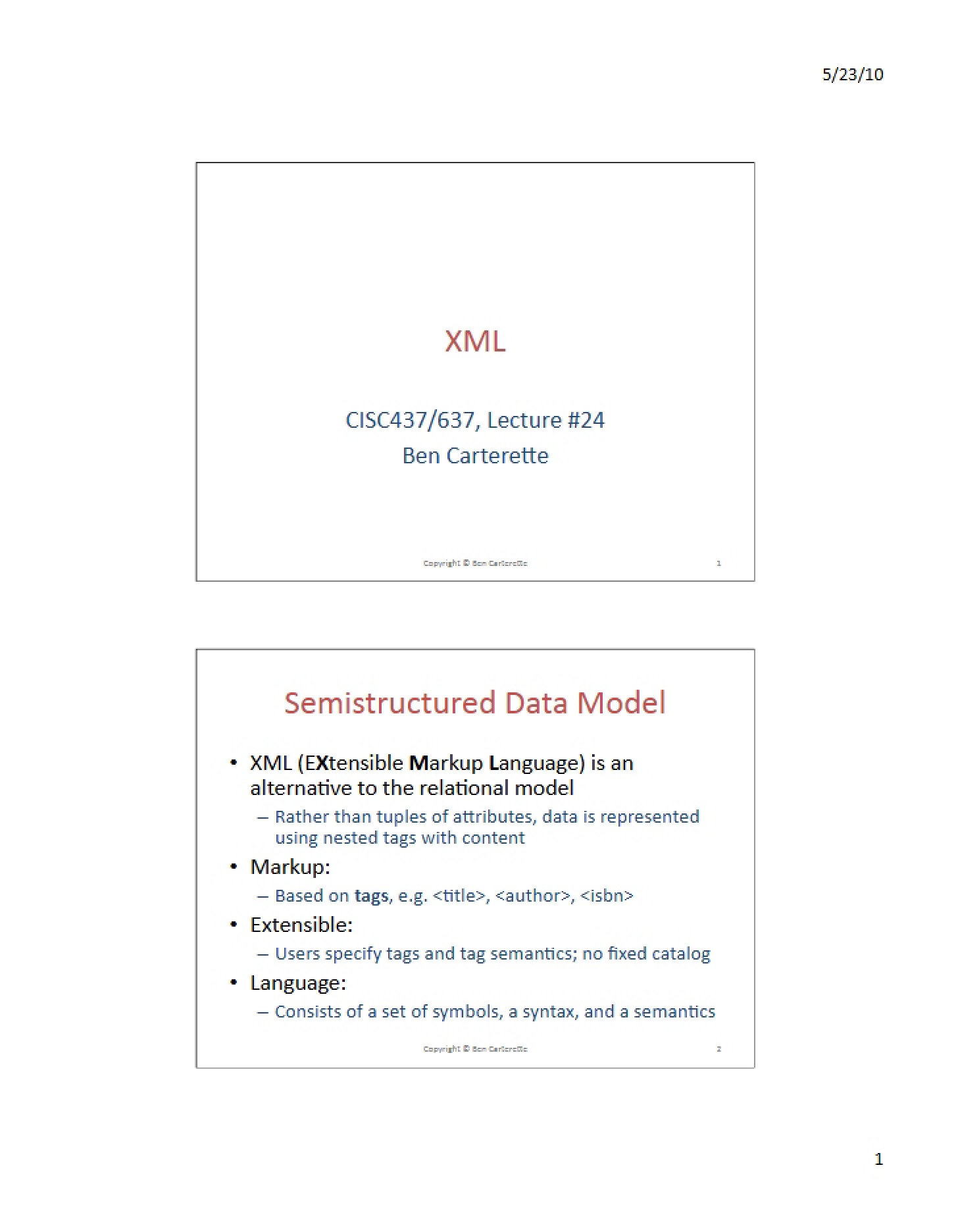 Extensible Markup Language (XML)