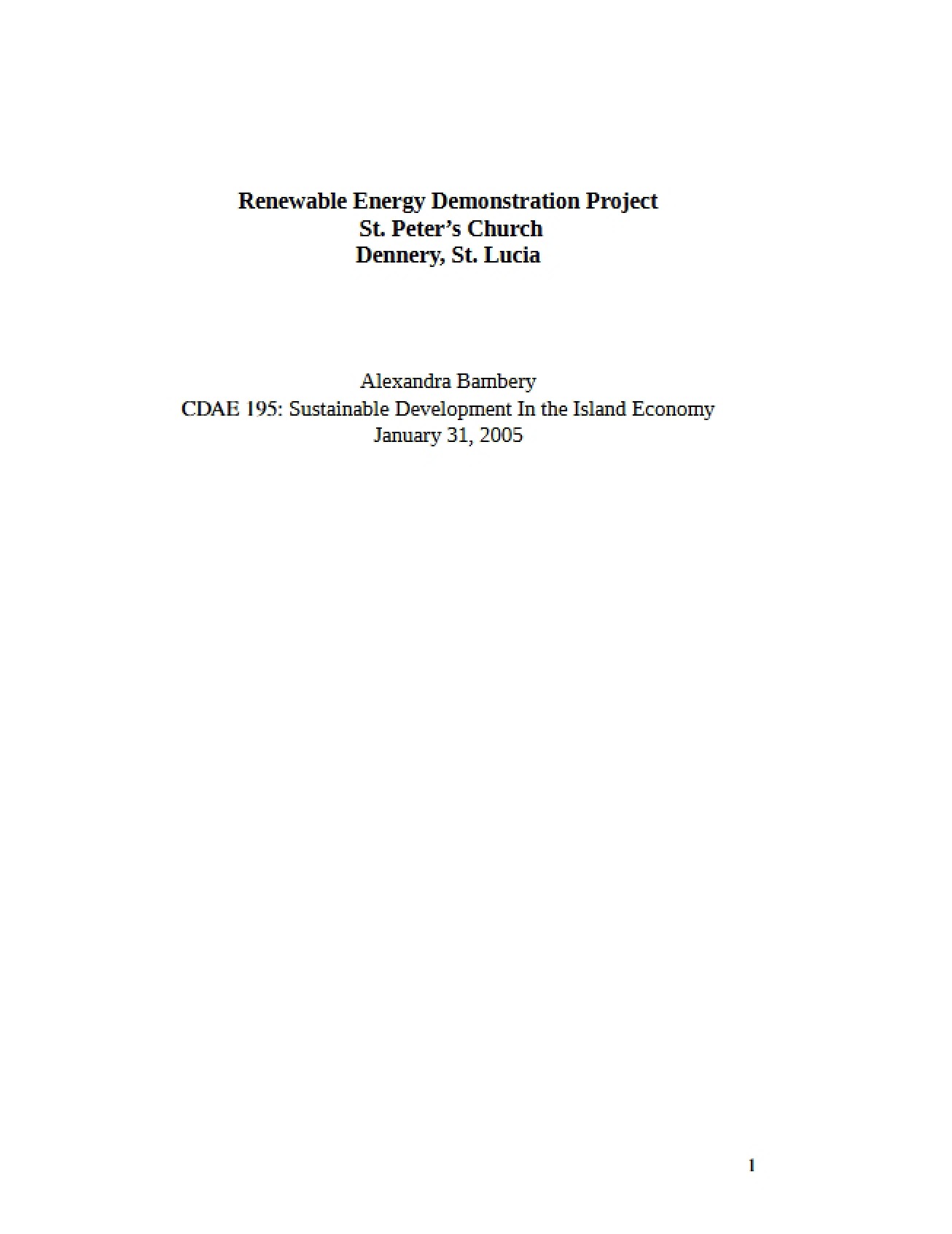 Renewable Energy Demonstration Project