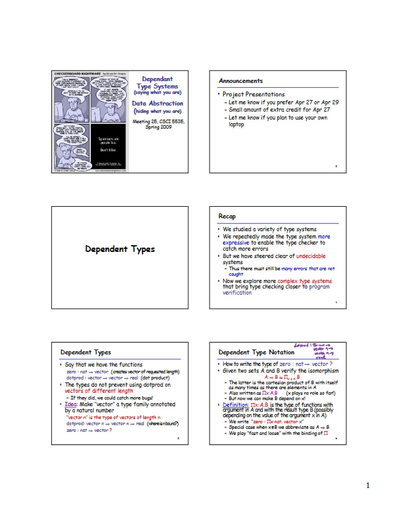 Overview of Dependent Types