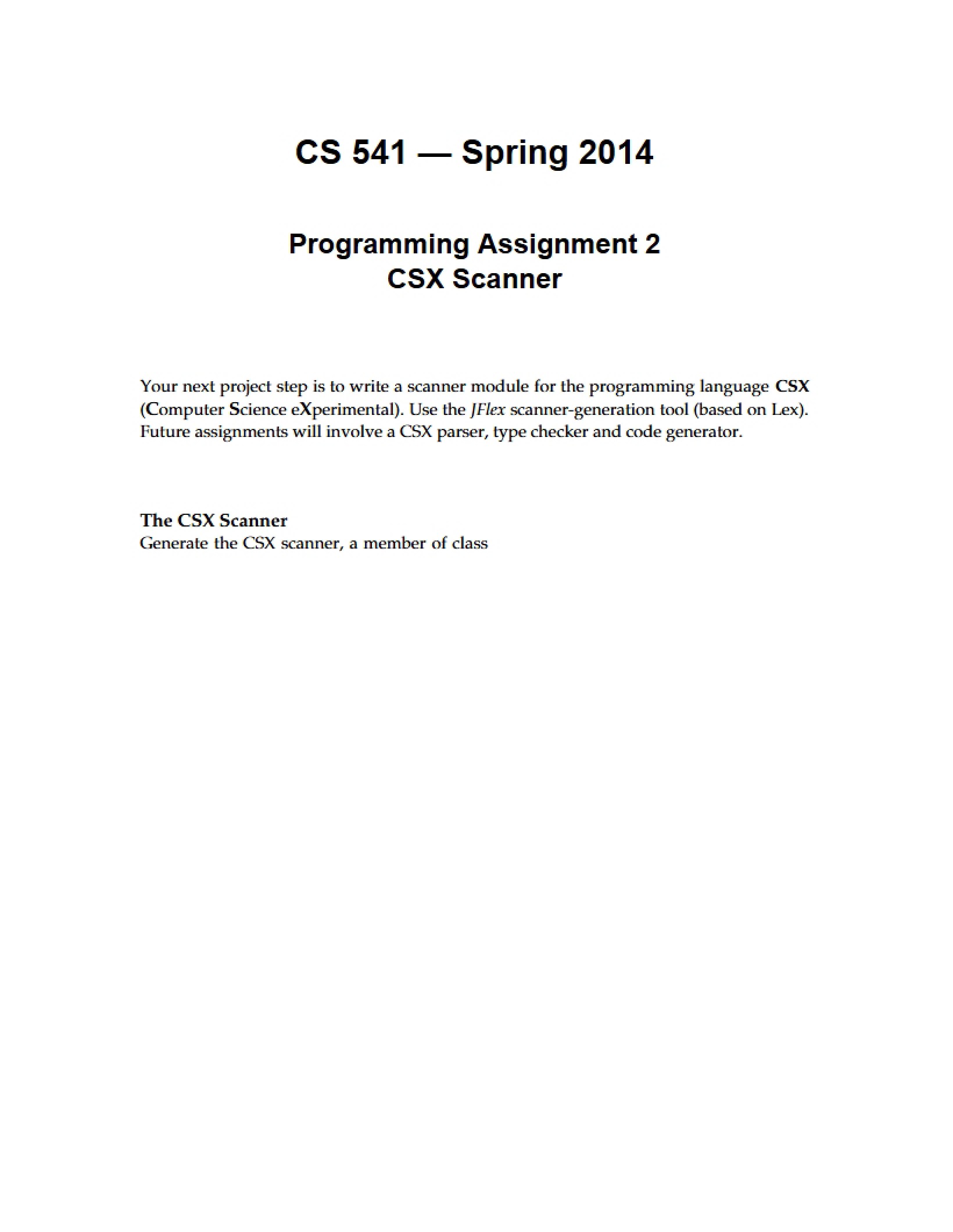 CSX Scanner Assignment Two