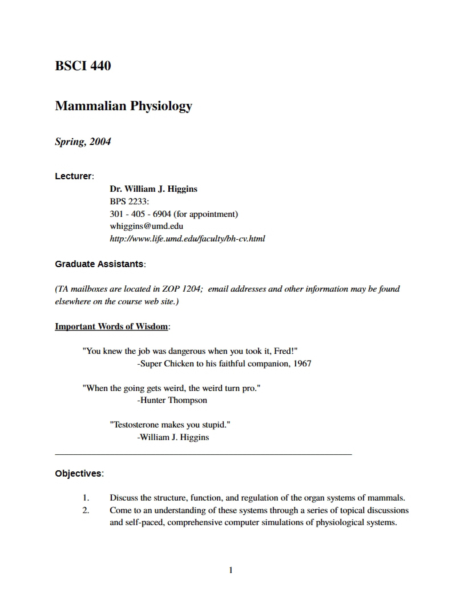 Class Syllabus