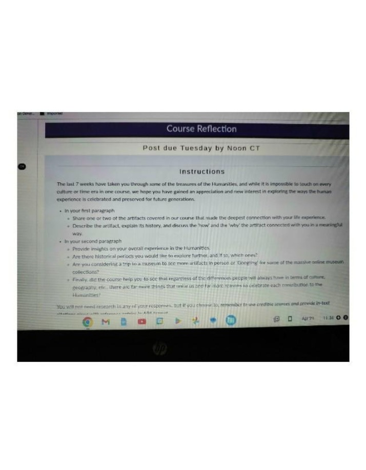 Instructions for Course Reflection