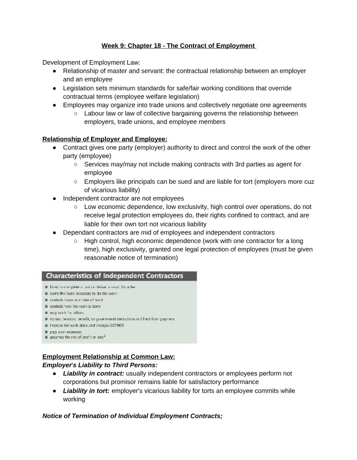 The Contract of Employment - Chapter 18