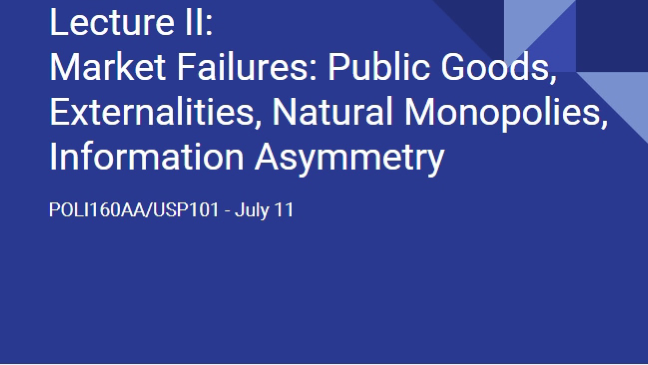 Theoretical Analysis of Market Failures