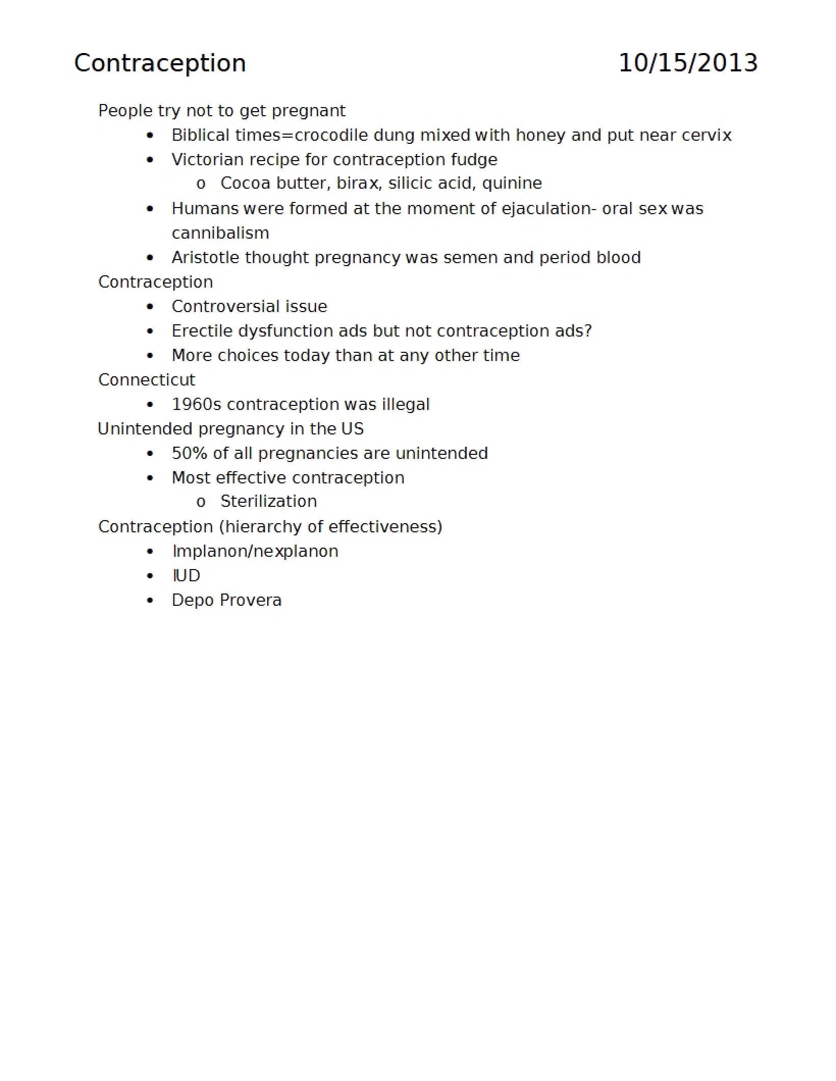 Methods of Contraception