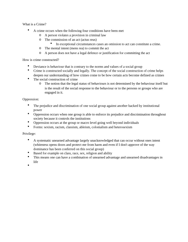 Social Construction of Crime and Deviance