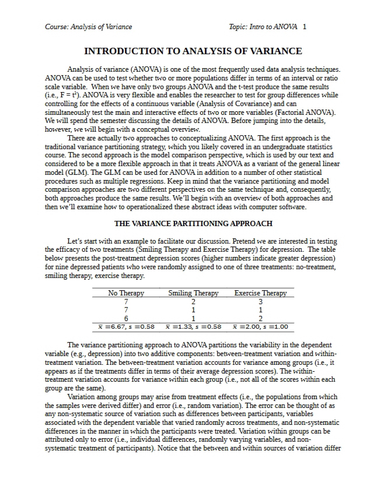Introduction to ANOVA